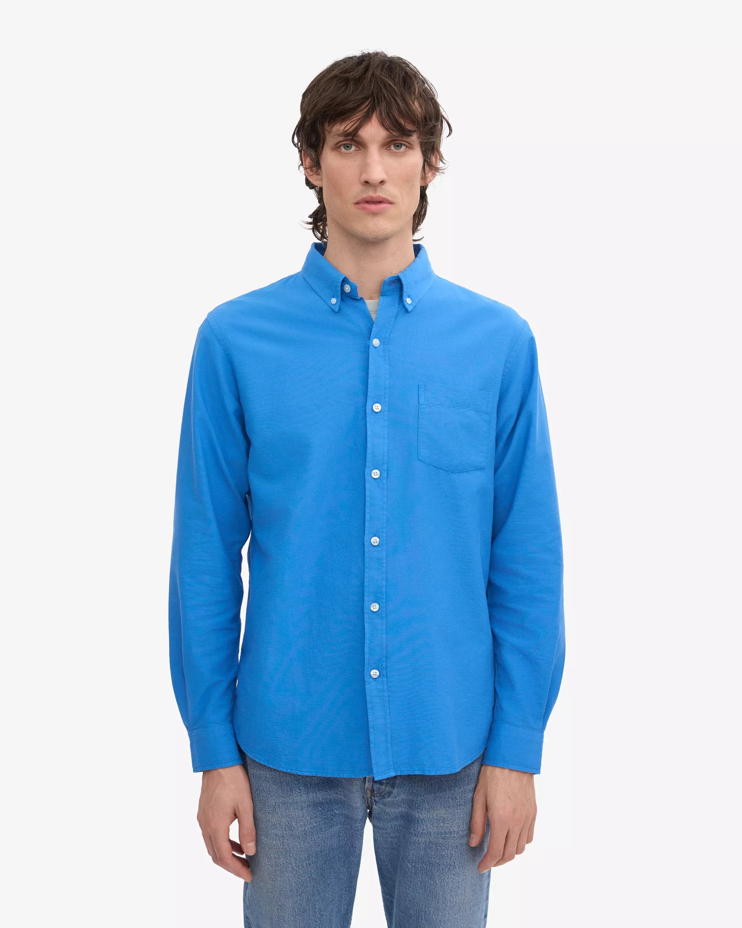 Colorful Standard Pacific Blue Organic Button-Down Shirt Hemd Herren blau